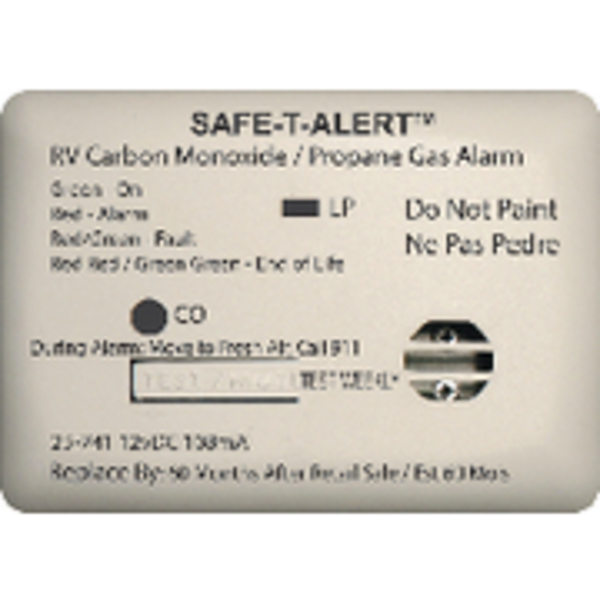 Mti Industries 12V 25 Series Safe-T-Alert Mini RV Dual Carbon Monoxide/Propane Alarm 25-741-WT